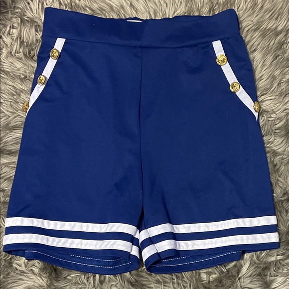 Spirit Pants - stranger Things Spirit Blue Women's Athletic Shorts with Gold Accents
